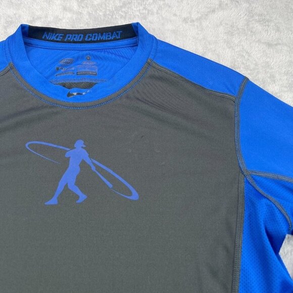 Nike Pro Combat Ken Griffey Baseball Shirt Fitted Mens Medium Blue 3/4 Swimgman - Picture 4 of 15